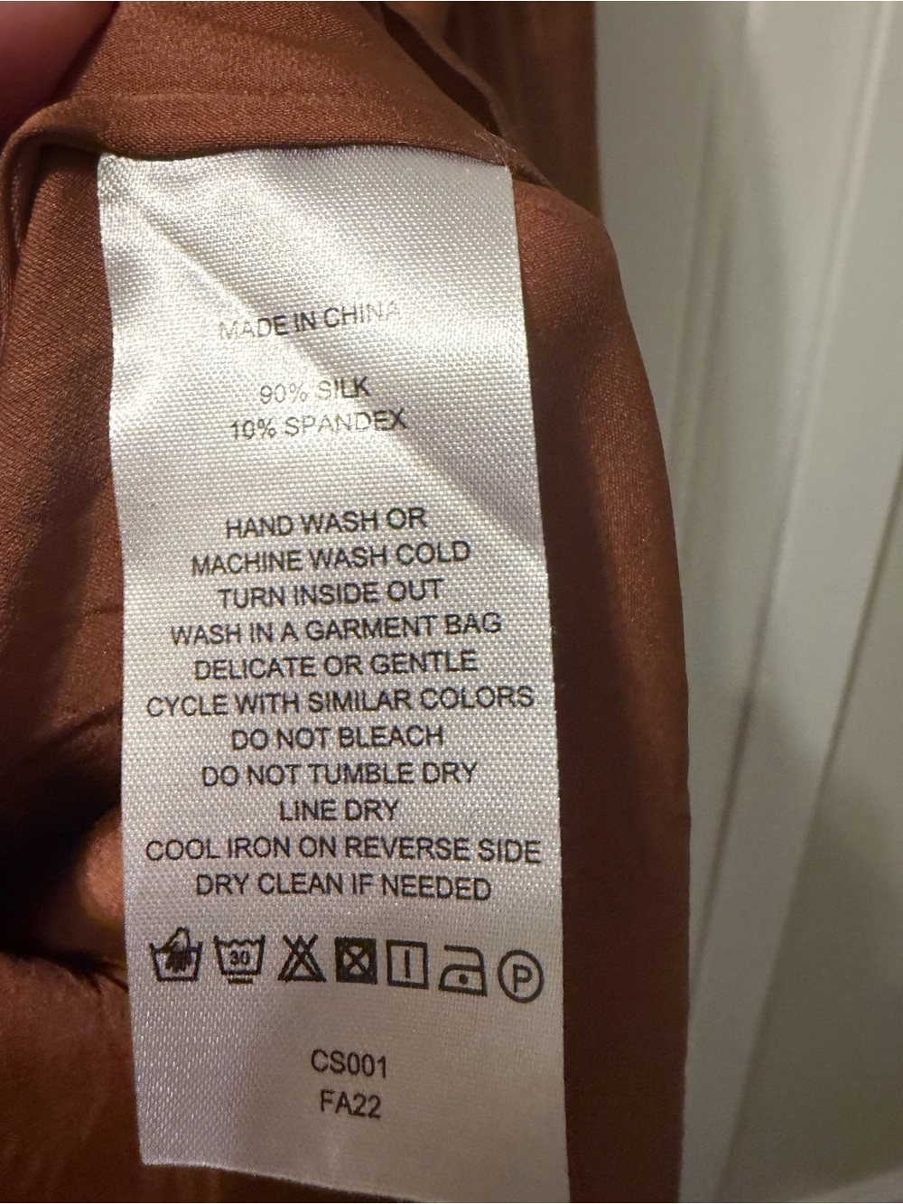 Quince Womens M 90% Silk Stretch Button Down Shirt Copper Brown High Low - Picture 6 of 11